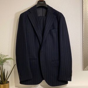 Spier and MACKAY navy chalk stripe Neapolitan suit